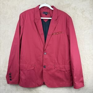 G by Guess Blazer Jacket Mens XL Red Studded Pocket Extra Large Dressy Suit Coat